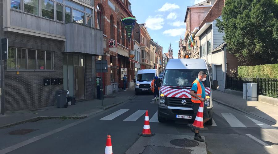 Mobiele werkplaats op de openbare weg