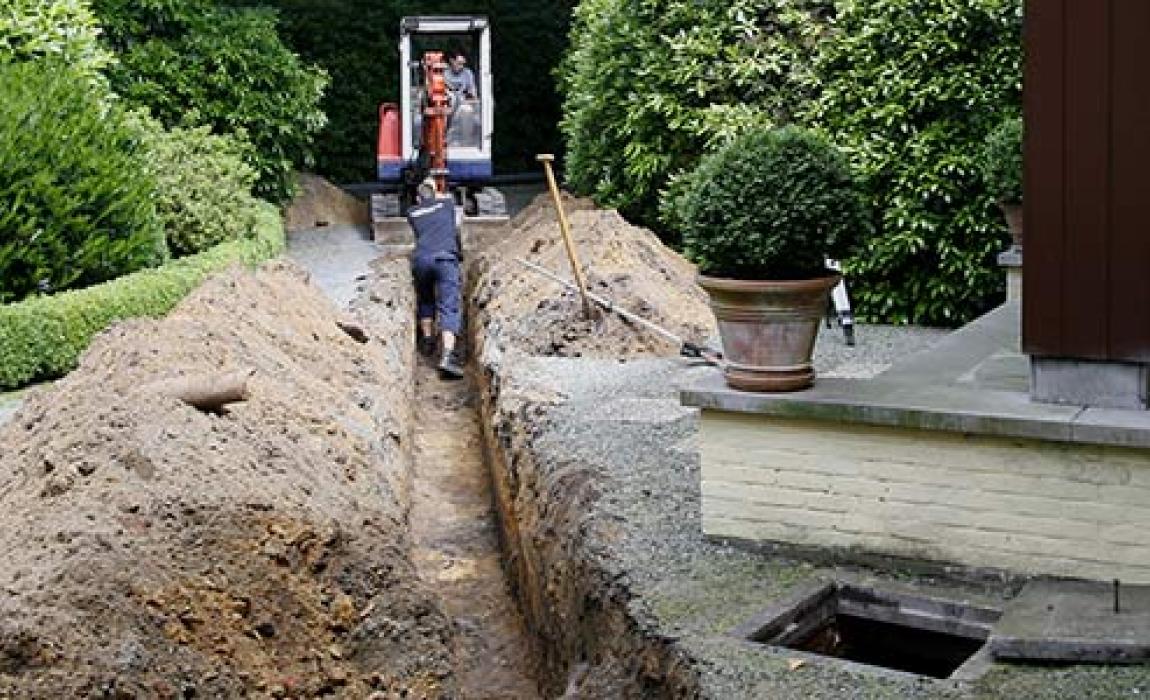 afkoppelen: graafwerken in tuin